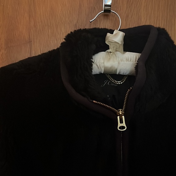 J Crew Coat size S black faux fur - Picture 4 of 7